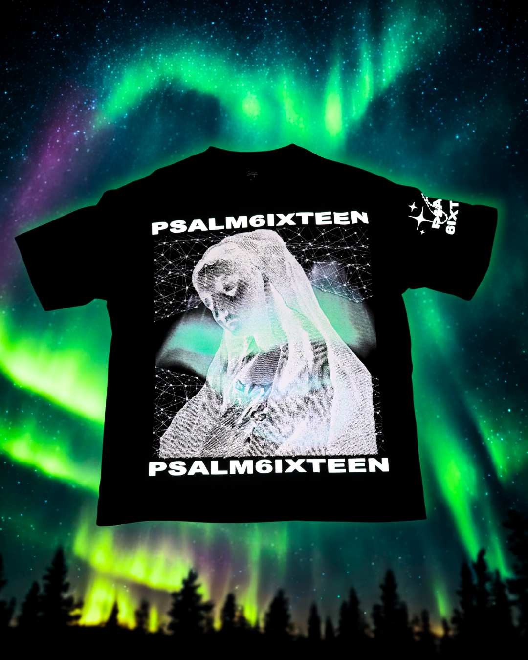 Virgin Mary Fractals Reflective Tee