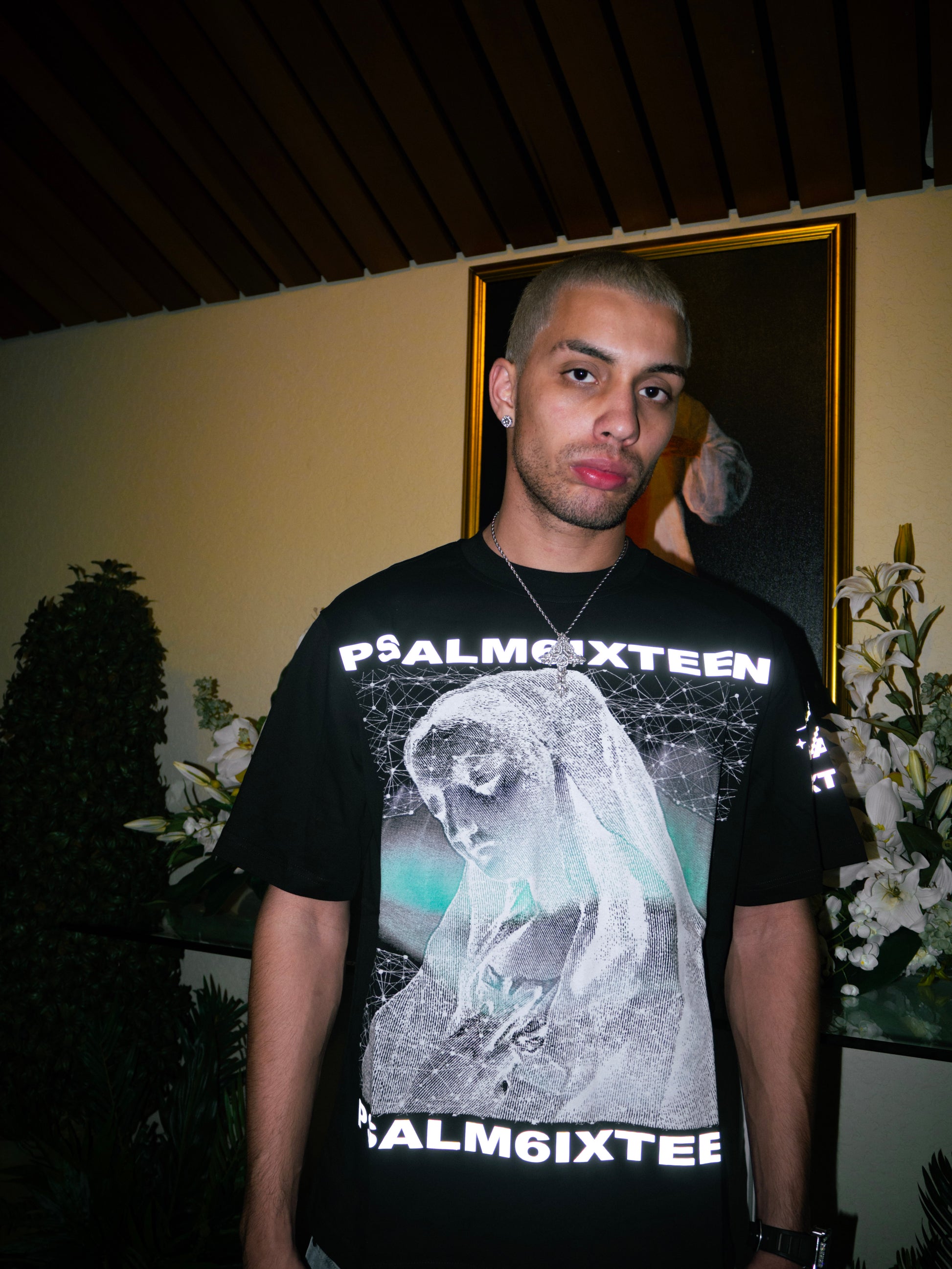Virgin Mary Fractals Reflective Tee