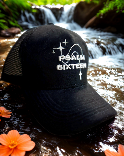 Black Suede Logo Trucker Hat