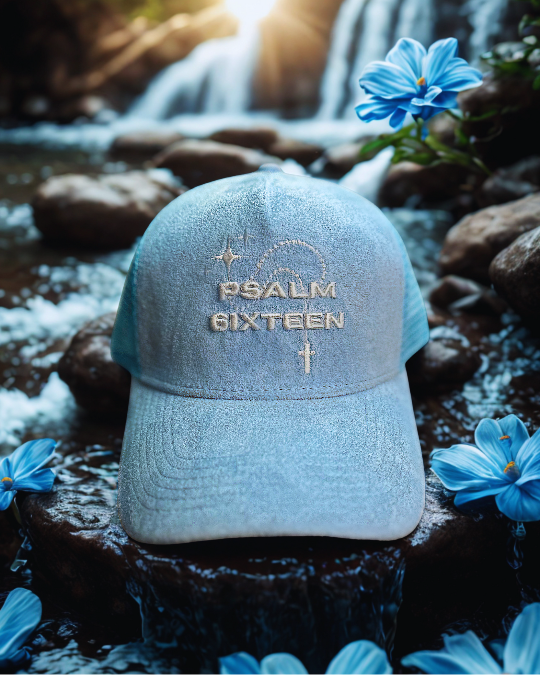 Baby Blue Suede Logo Trucker Hat