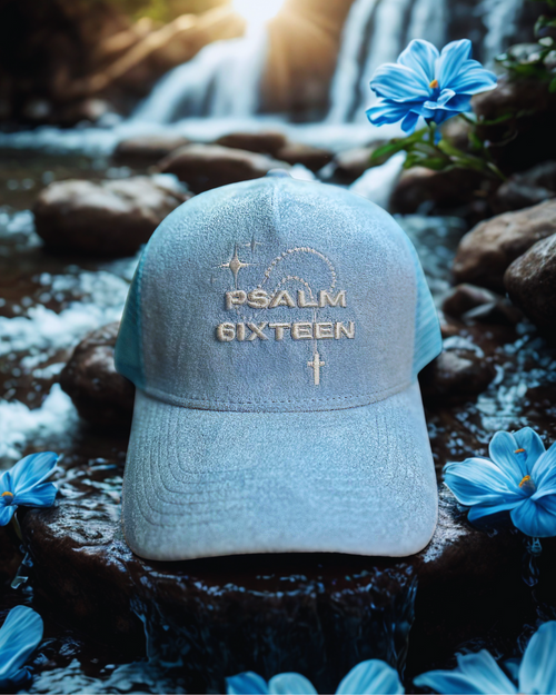 Baby Blue Suede Logo Trucker Hat