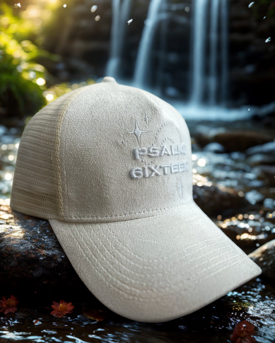 Cream Suede Logo Trucker Hat