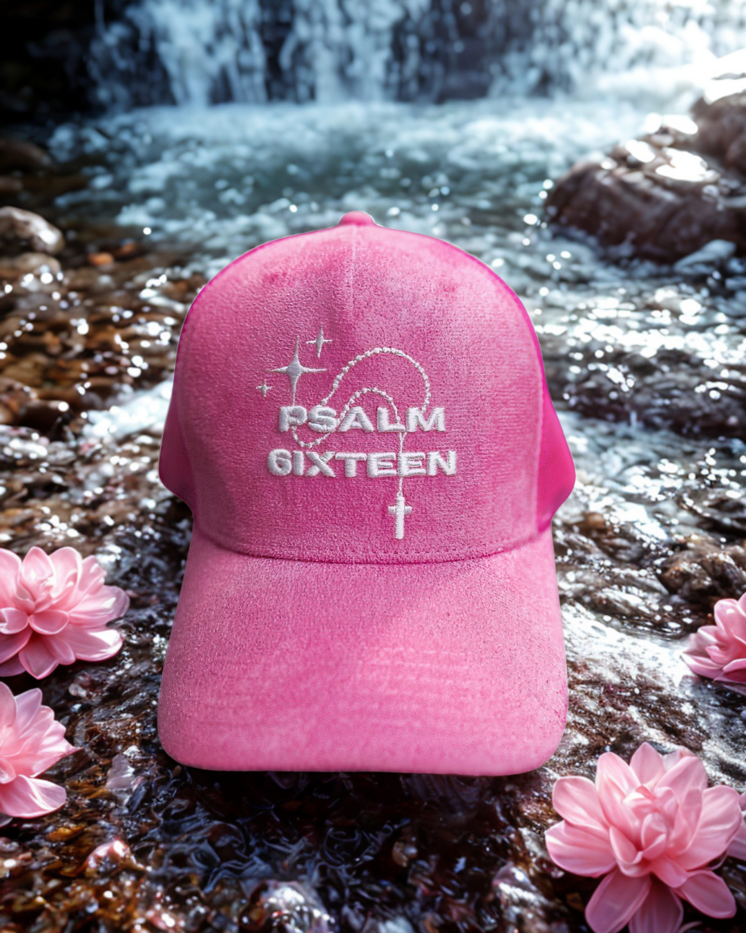 Pink Suede Logo Trucker Hat