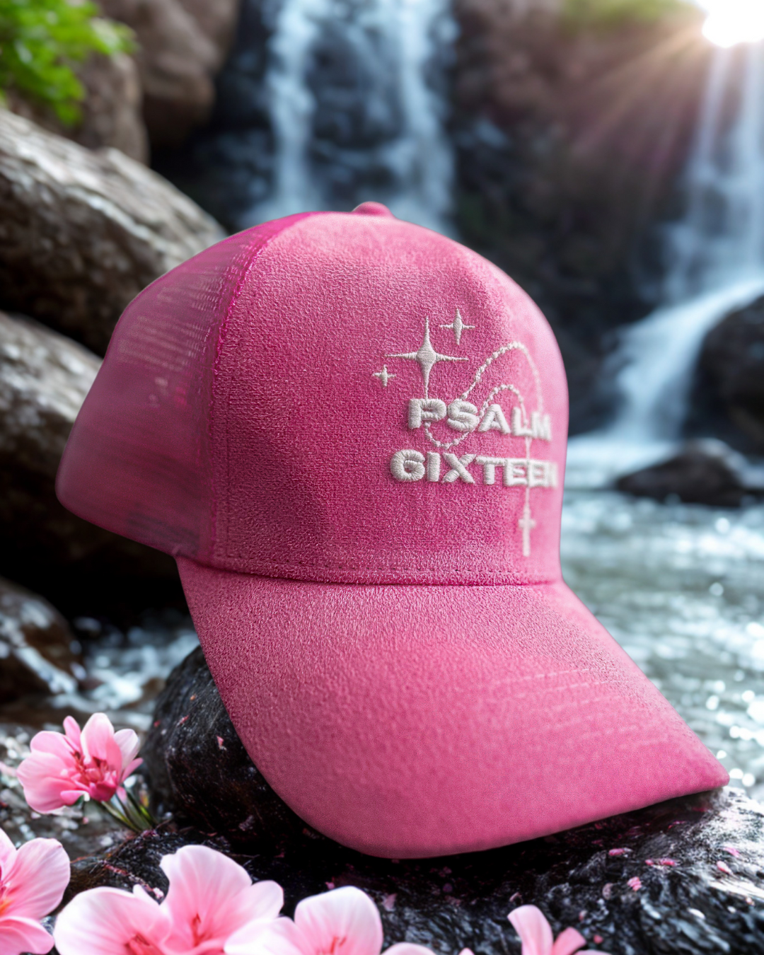 Pink Suede Logo Trucker Hat