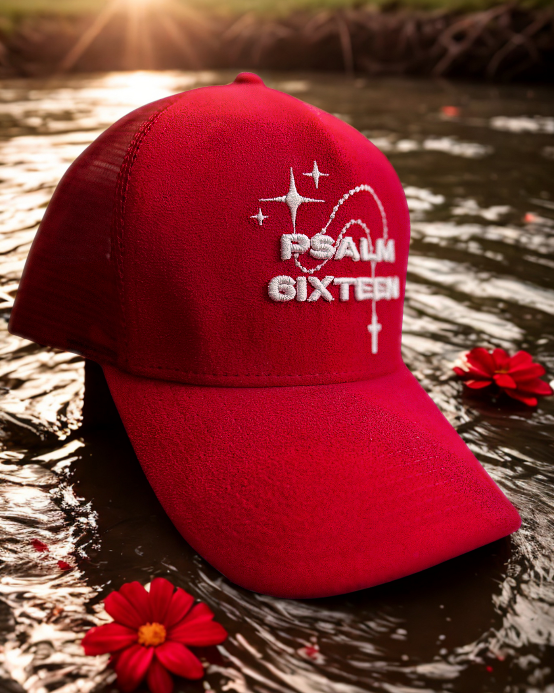 Red Suede Logo Trucker Hat